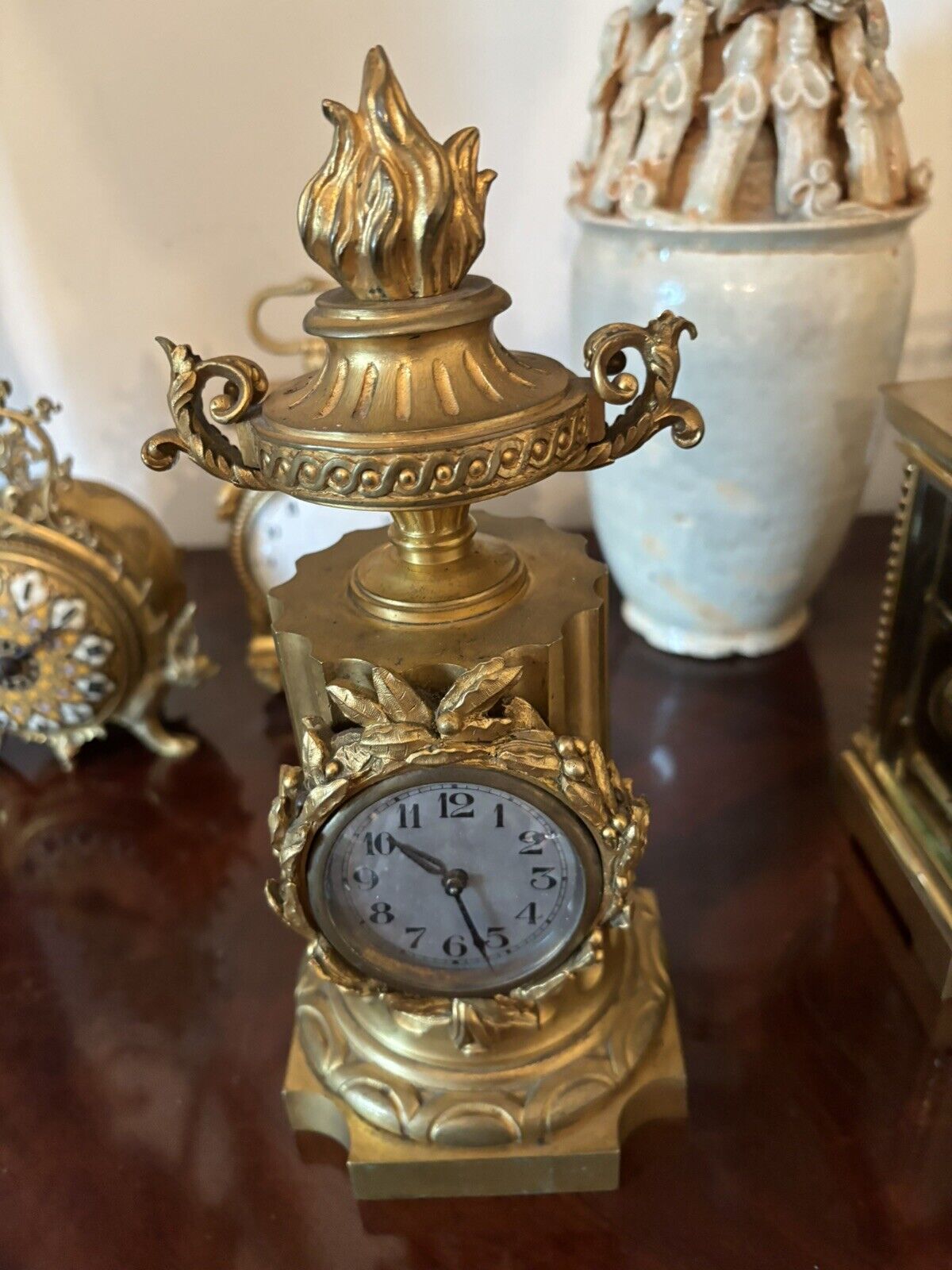 Antique French Bronze Gilt Mantle Clock