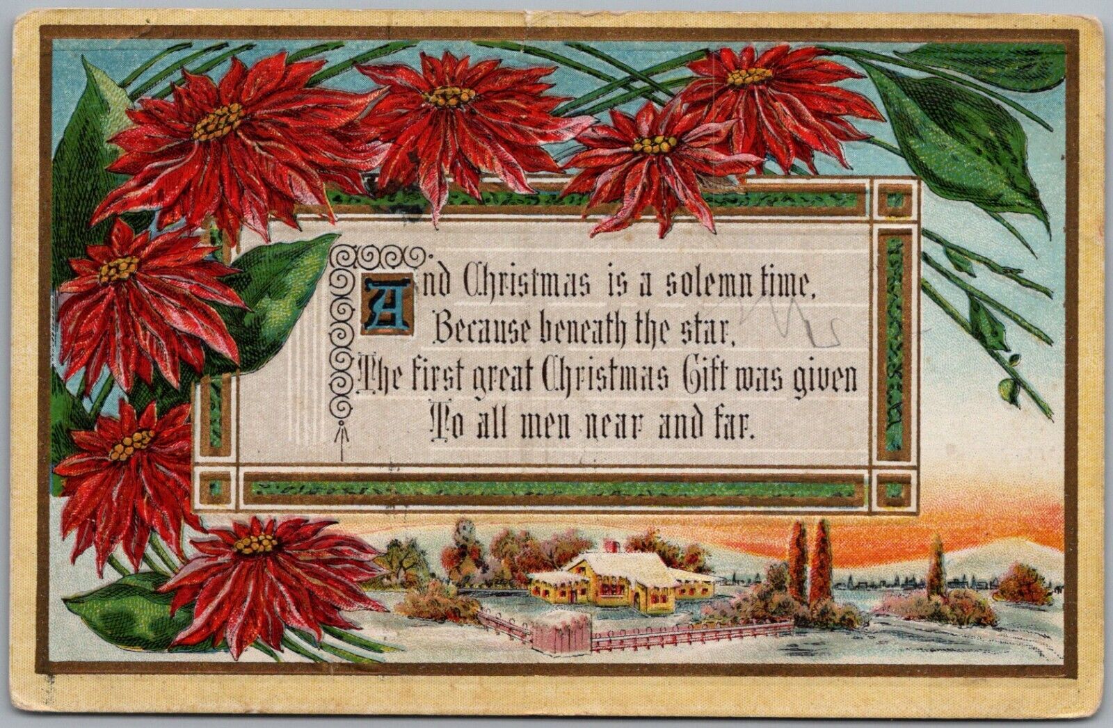 Vintage 1915 Christmas Poem Embossed Postcard M264