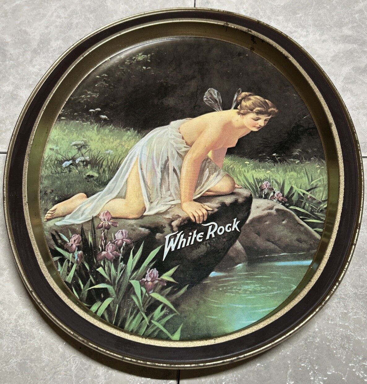 OLD WHITE ROCK PRODUCTS CORP. TRAY SODA BEVERAGE NYMPH GODDESS FAIRY  TOPLESS