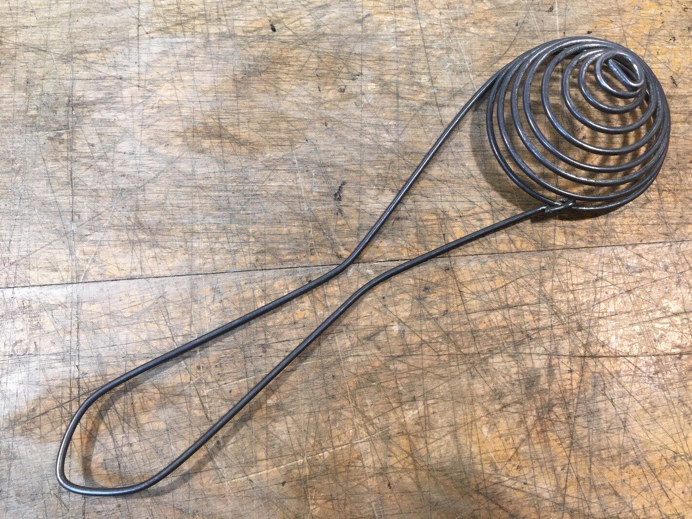 Vintage Antique Kitchen Whisk swirly egg separator bent rod wire hairpin