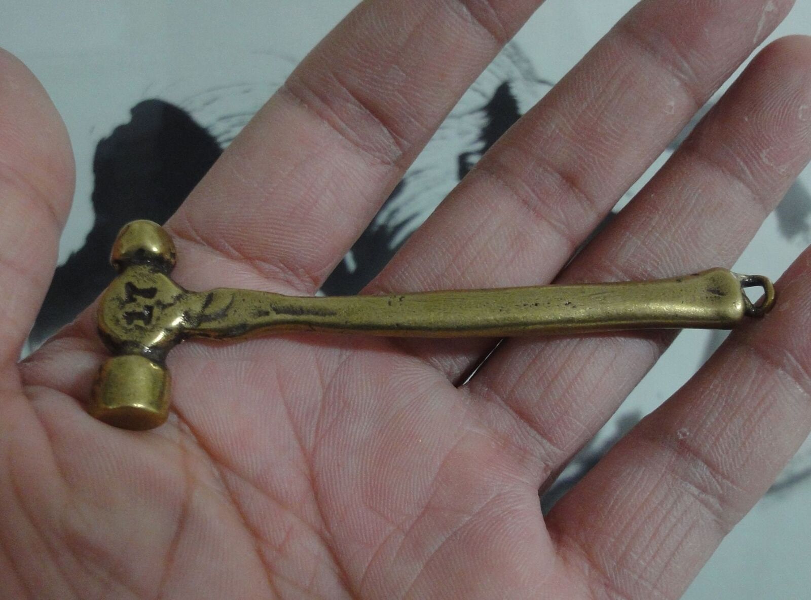 Vintage Style Solid Brass Mini Hammer Pendant for Keyring