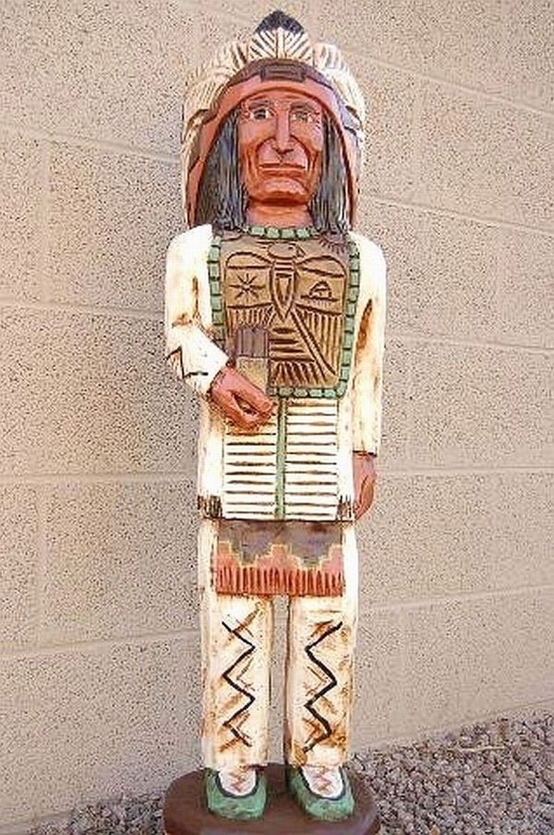 6\' CIGAR STORE INDIAN 6 ft CHIEF w Thunderbird Breastplate by Frank Gallagher