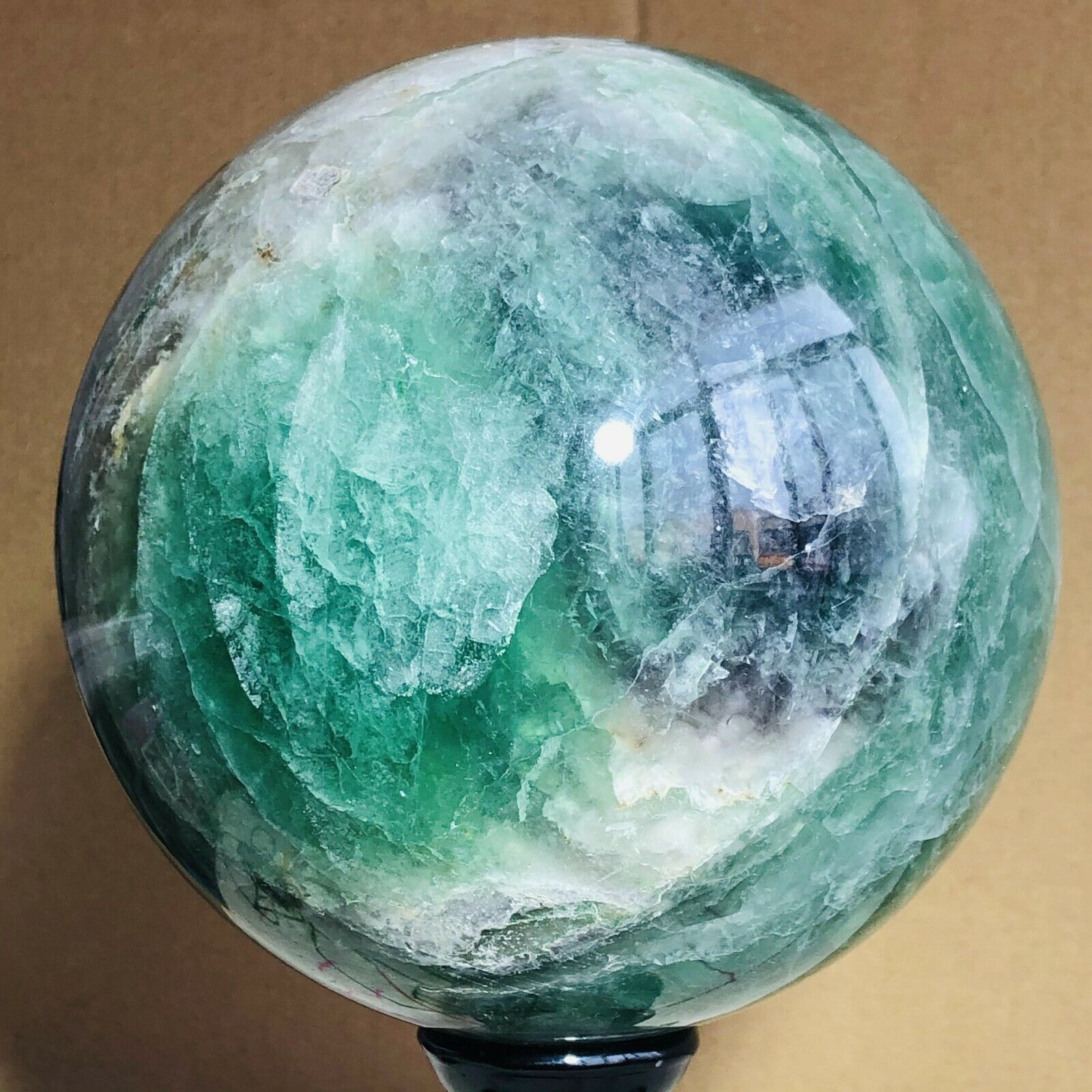 4400g Large Natural Green Fluorite Quartz Crystal Sphere Specimen Reiki Healing
