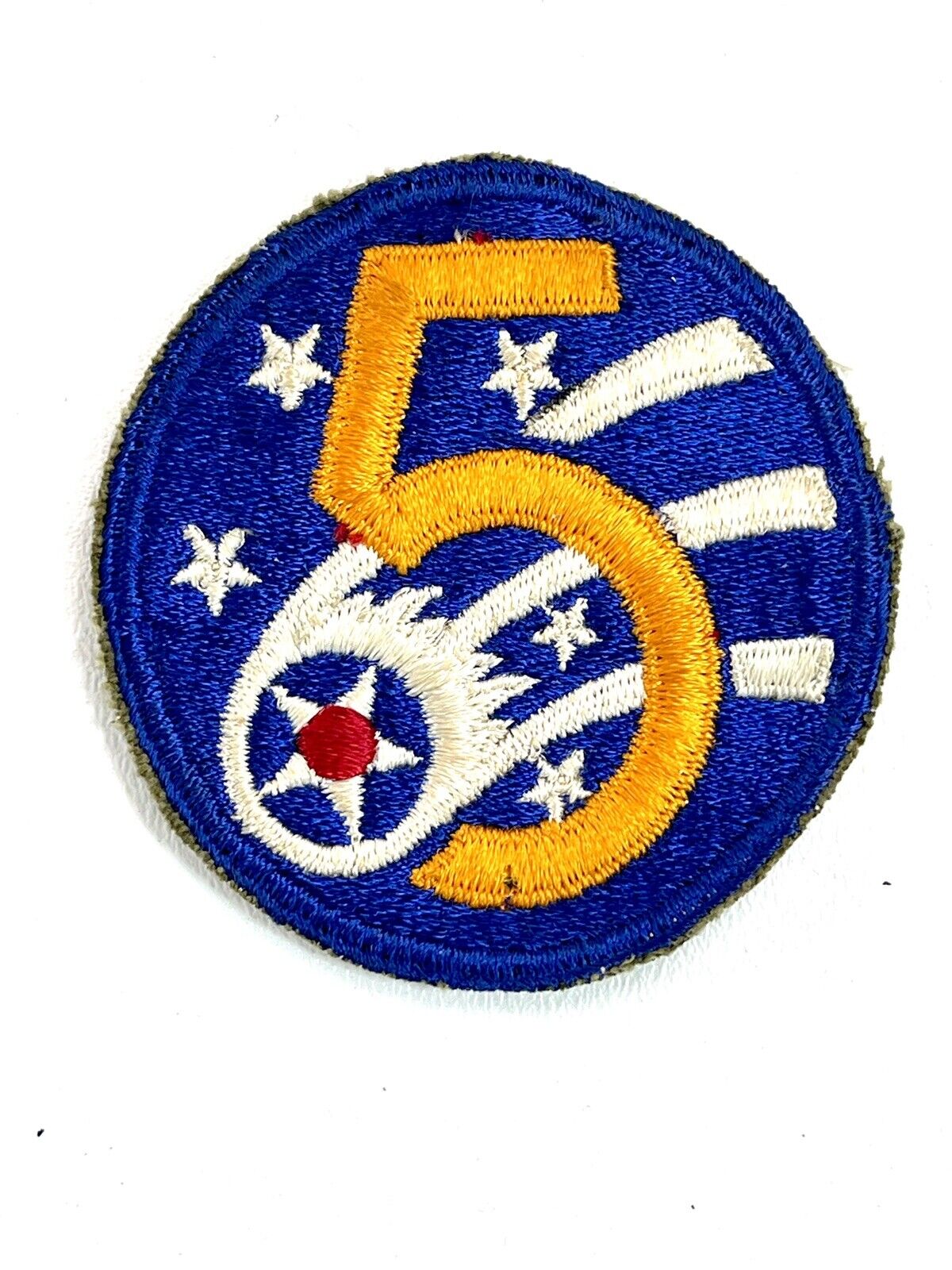 Vintage USAF 5th Air Force Embroidered Shoulder Patch USA Original Insignia