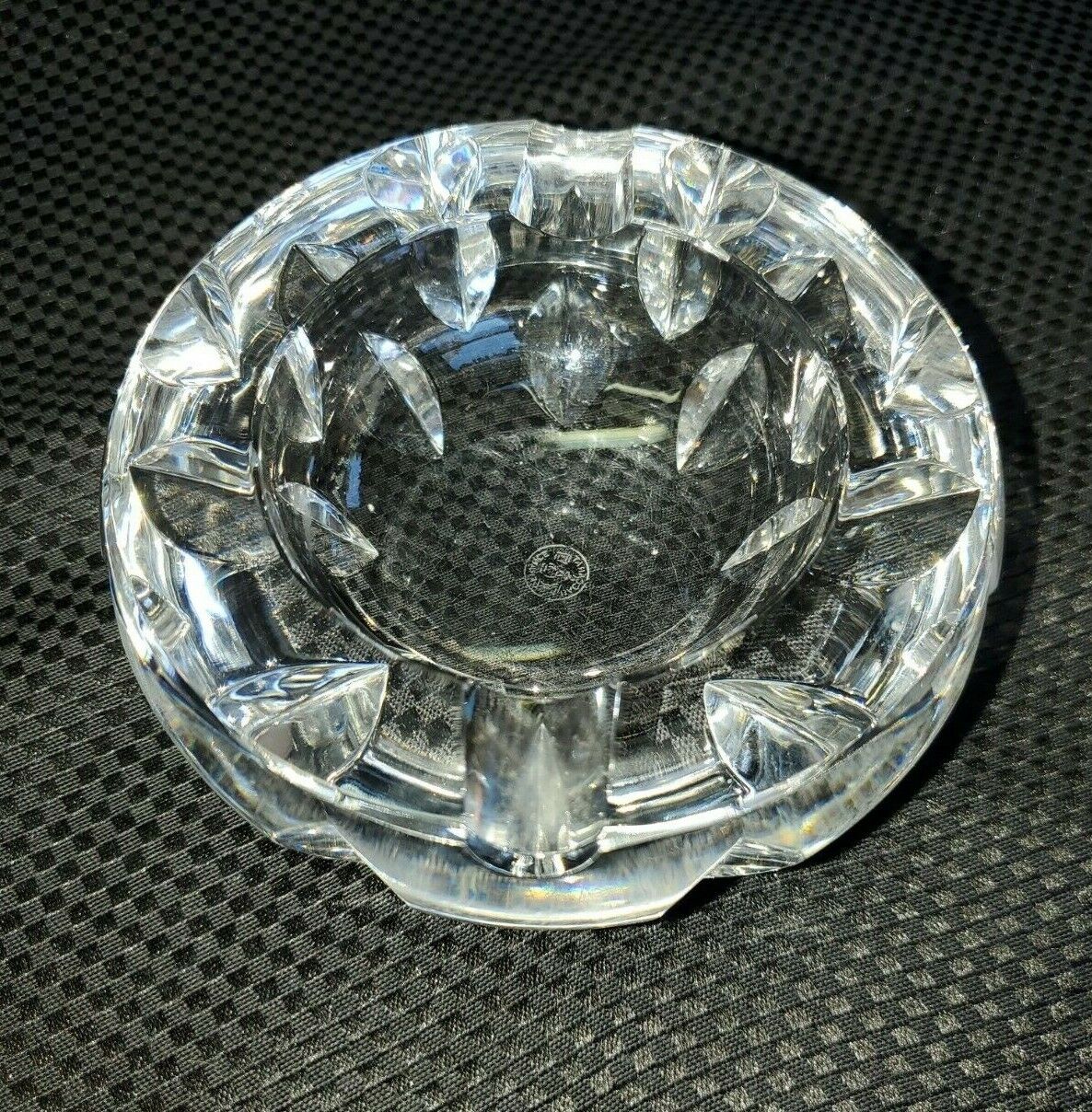 Authentic Baccarat Faceted Crystal Ash Tray - Round 2 Slot - Made In France