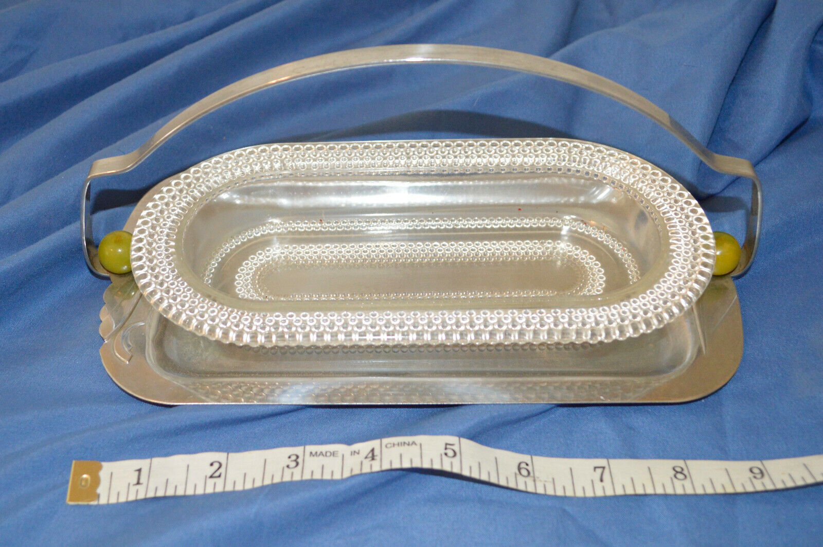 Vintage Clear Glass Relish/Pickle Server with Caddy