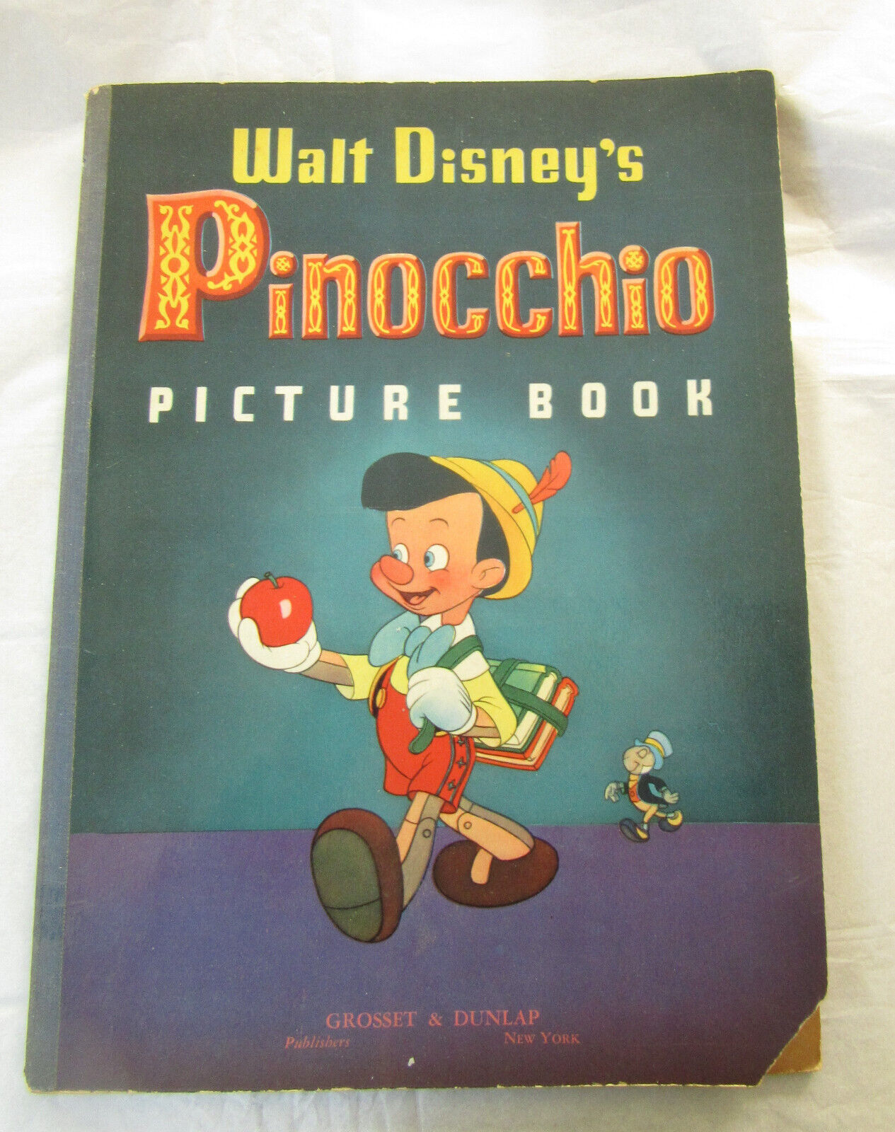 Vintage 1939 1940 Walt Disney\'s Pinocchio Picture Book Grosset & Dunlap