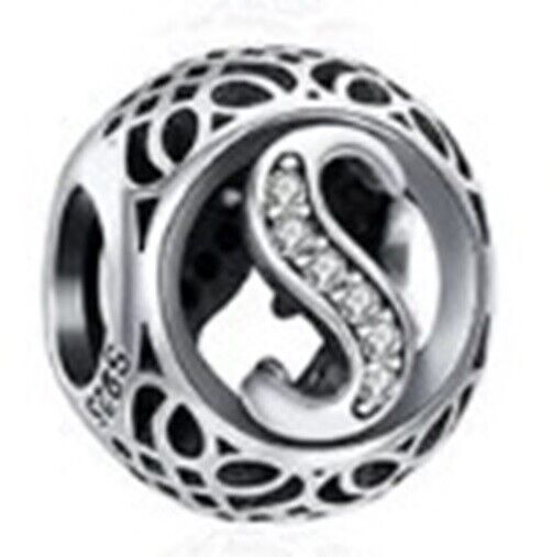 New Pandora Sterling Silver Authentic Vintage Initial Alphabet Letter S Charm