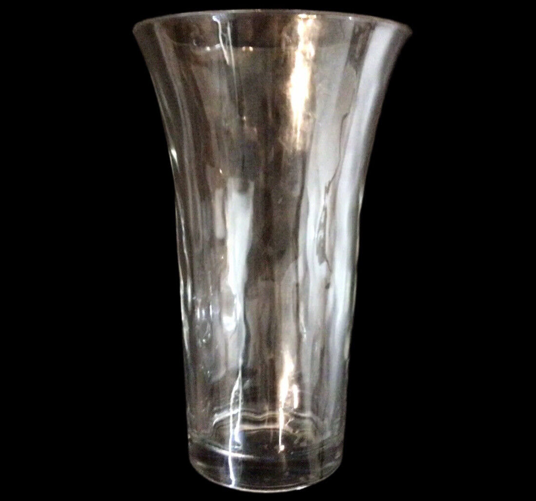 Vintage Libbey Vase Clear Glass Ribbed Wavy  8\