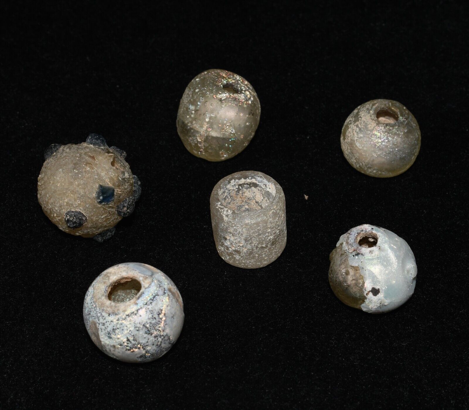 Lot Sale 6 Genuine Ancient Roman Glass Cosmetics Pots Circa 1st - 3rd Century AD
