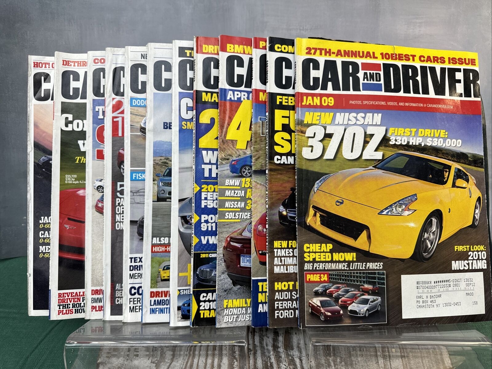 LOT OF 12 CAR AND DRIVER MAGAZINE\'S FULL COMPLETE 2009 YEAR JANUARY TO DECEMBER