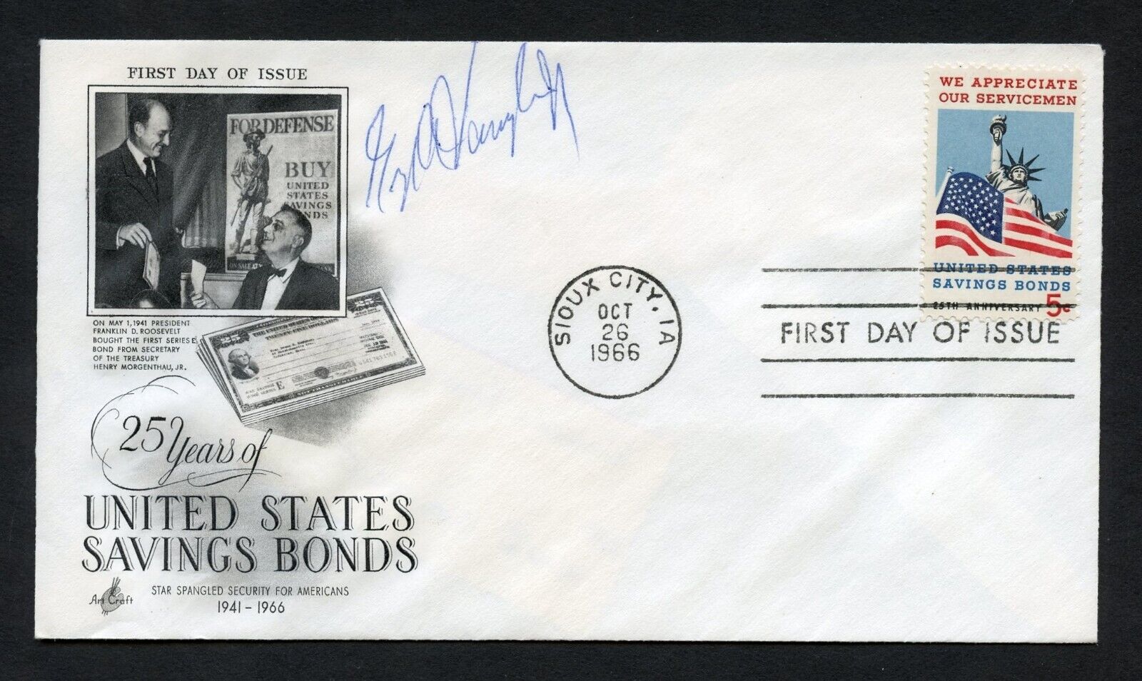 George A. Vaughn Jr. d1989 signed autograph auto First Day Cover WWII ACE USAAF