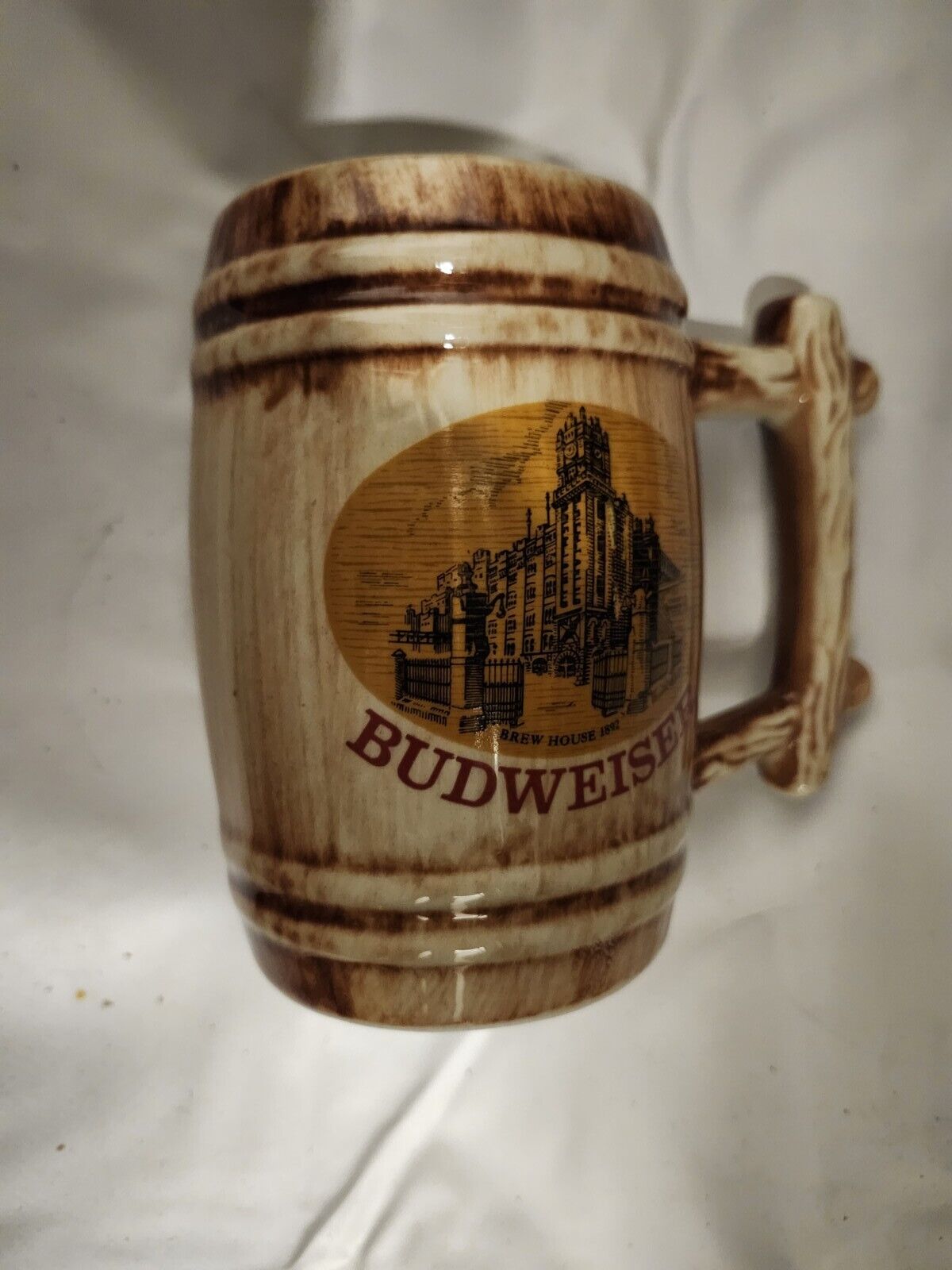 Budweiser 1892 Beer Barrel Brew House Stein Mug