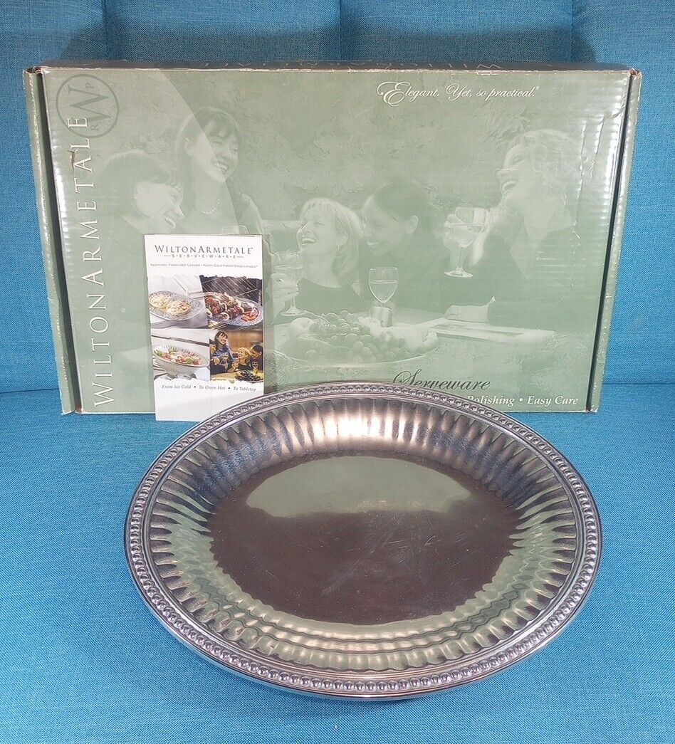 Wilton Armetale RWP Flutes and Pearls Oval Serving Platter 14.5\