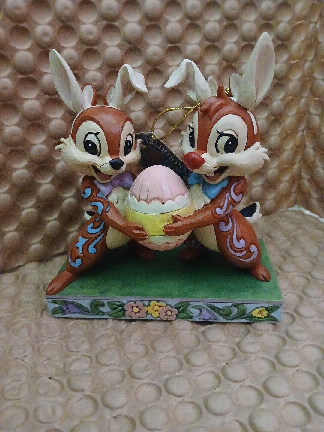 NEWJim Shore Disney Traditions Bunny Chip and Dale Easter Egg Mischievous 