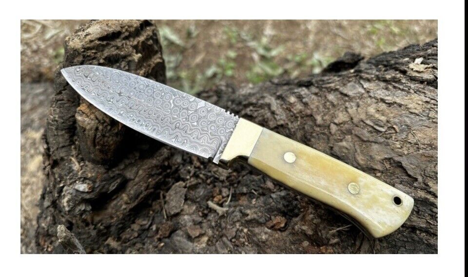 Custom Made Damascus Knife with Camel BoneHandle