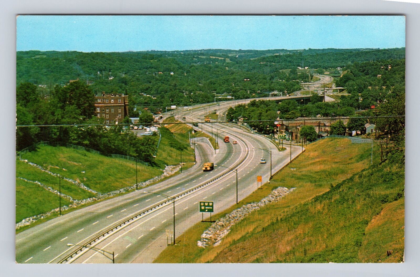 Zanesville OH- Ohio, Modern Expressway Interstate 70, Antique, Vintage Postcard
