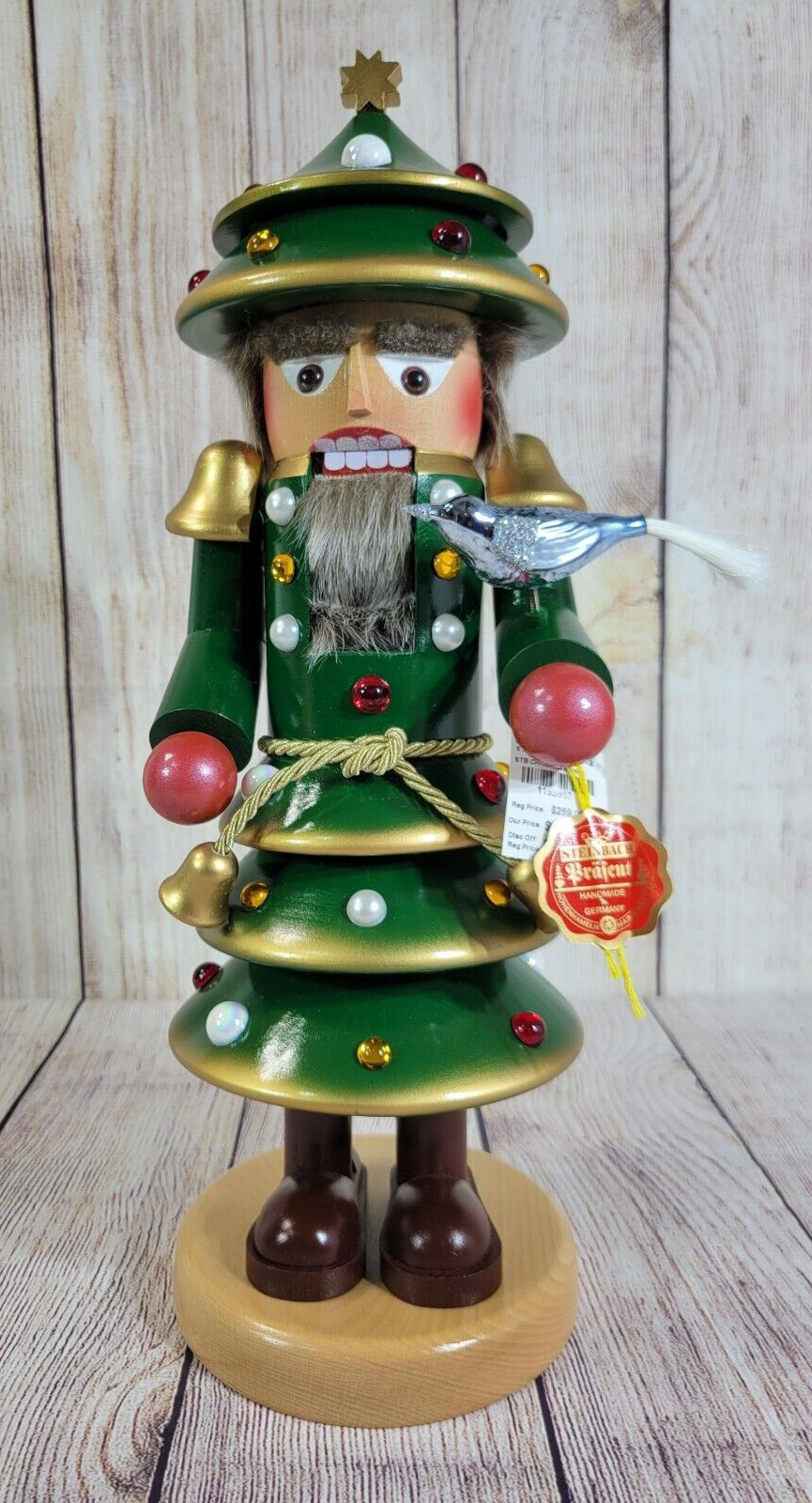 Wooden Steinbach Germany Christmas Tree Nutcracker 17” w/Original Box & Tags
