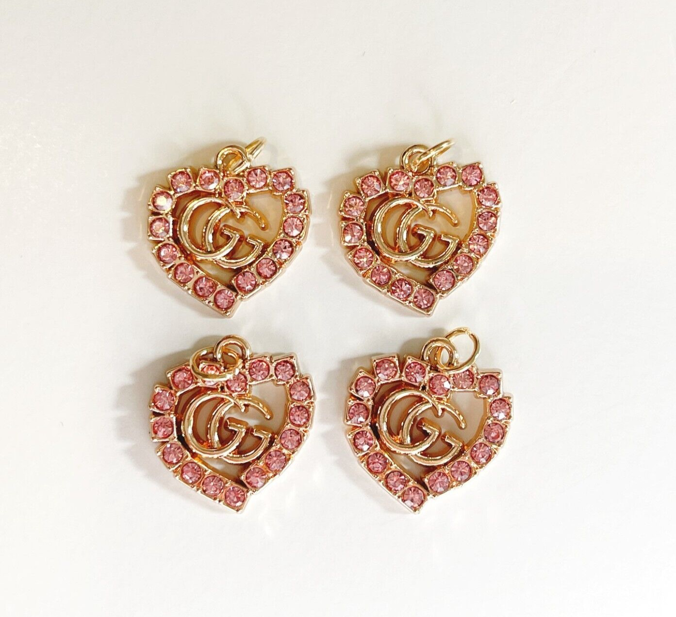 Designer Gucci Pink Heart Rhinestone Button Bundle | Set of 4