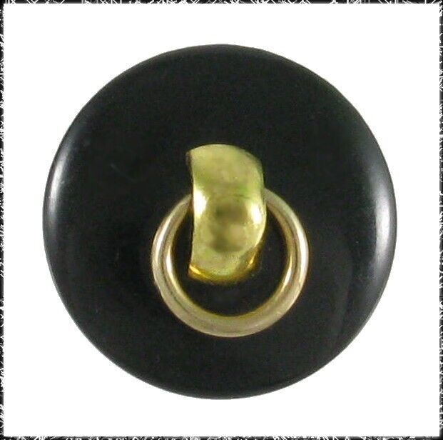 Movable Vintage Casein Doorknocker Button, Yellow Metal Ring