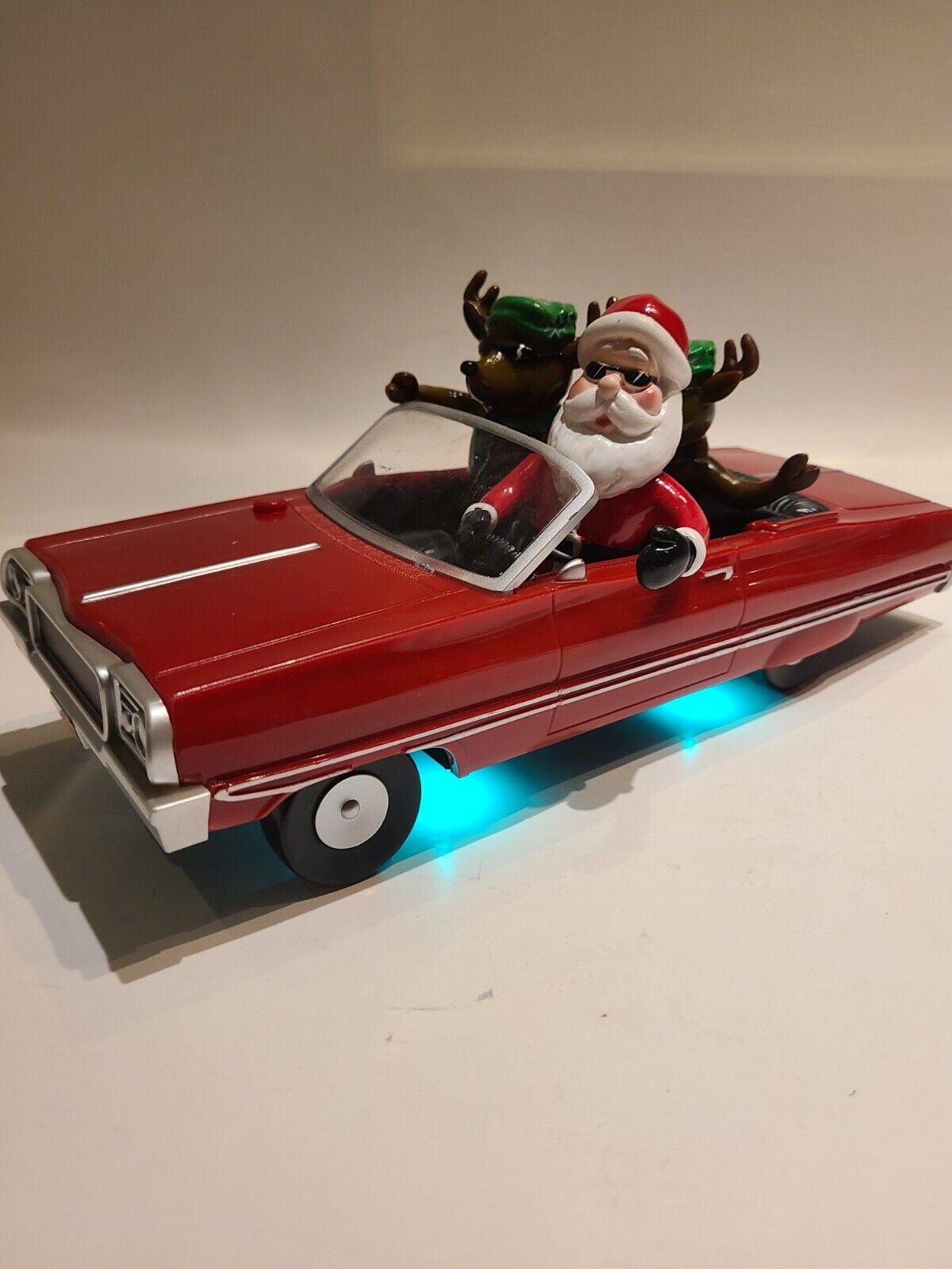 GEMMY Christmas LOW RIDER Red Impala Car Santa & 2 Reindeer Animated Song Works