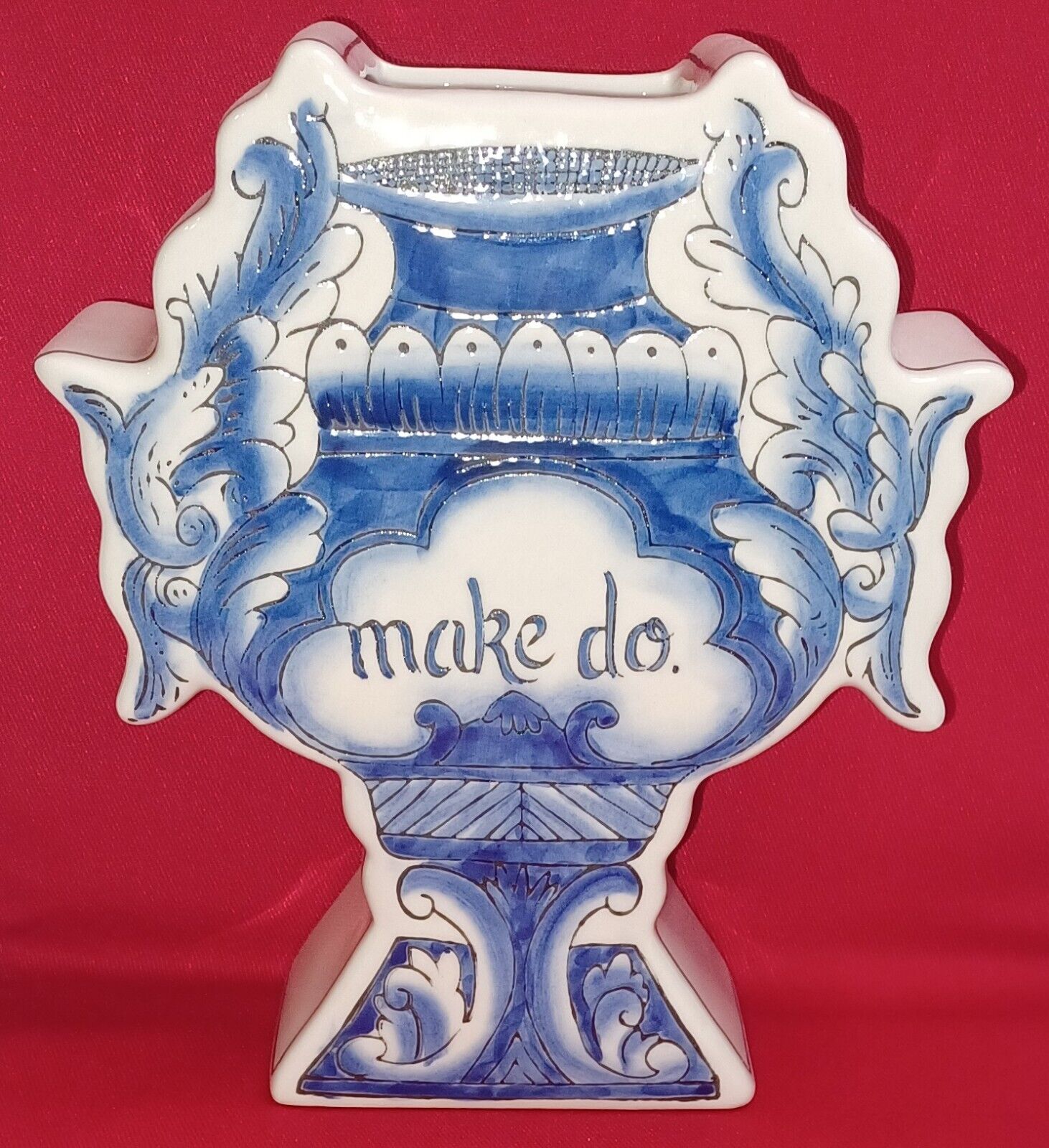 Molly Hatch Anthropologie Make Do Retired Ceramic Urn Vase Cobalt Blue On White