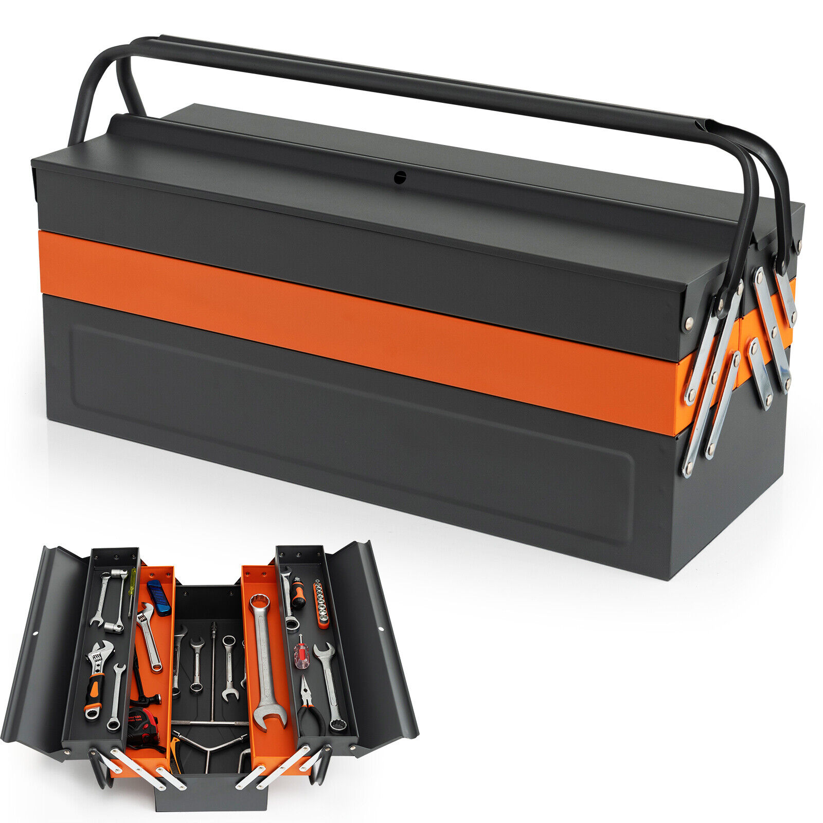22-Inch Metal Tool Box Portable 5-Tray Cantilever Steel Tool Chest Cabinet
