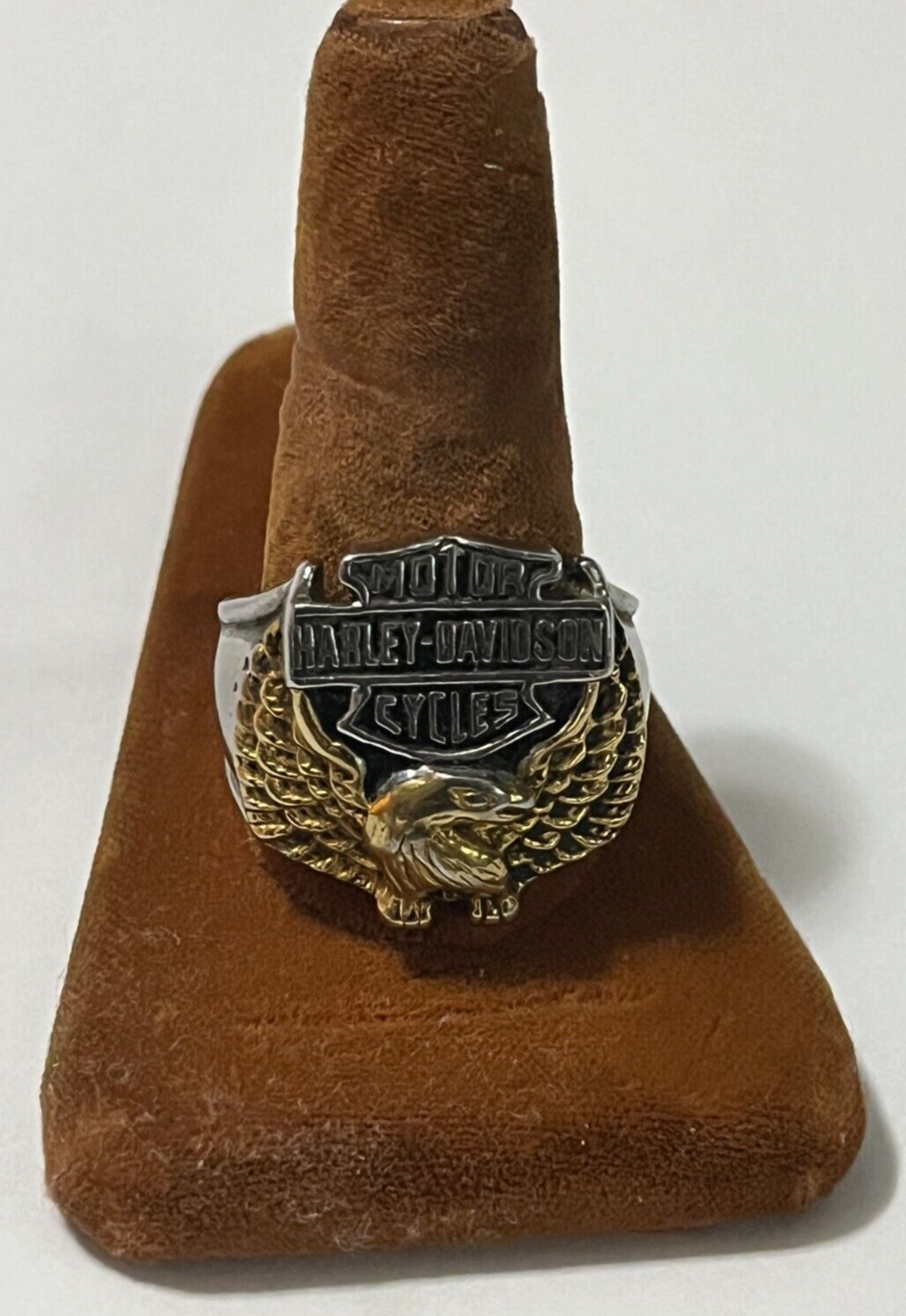 Harley-Davidson 10k Gold Eagle Stainless Steel Ring Rare Size 12.5 TESTED 10K