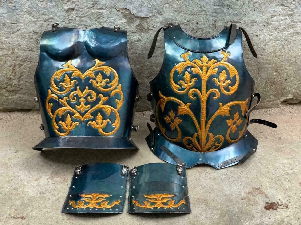 SCA LARP Medieval 18 Gauge Steel French Cuirass Full Embossed Knight Breastplate