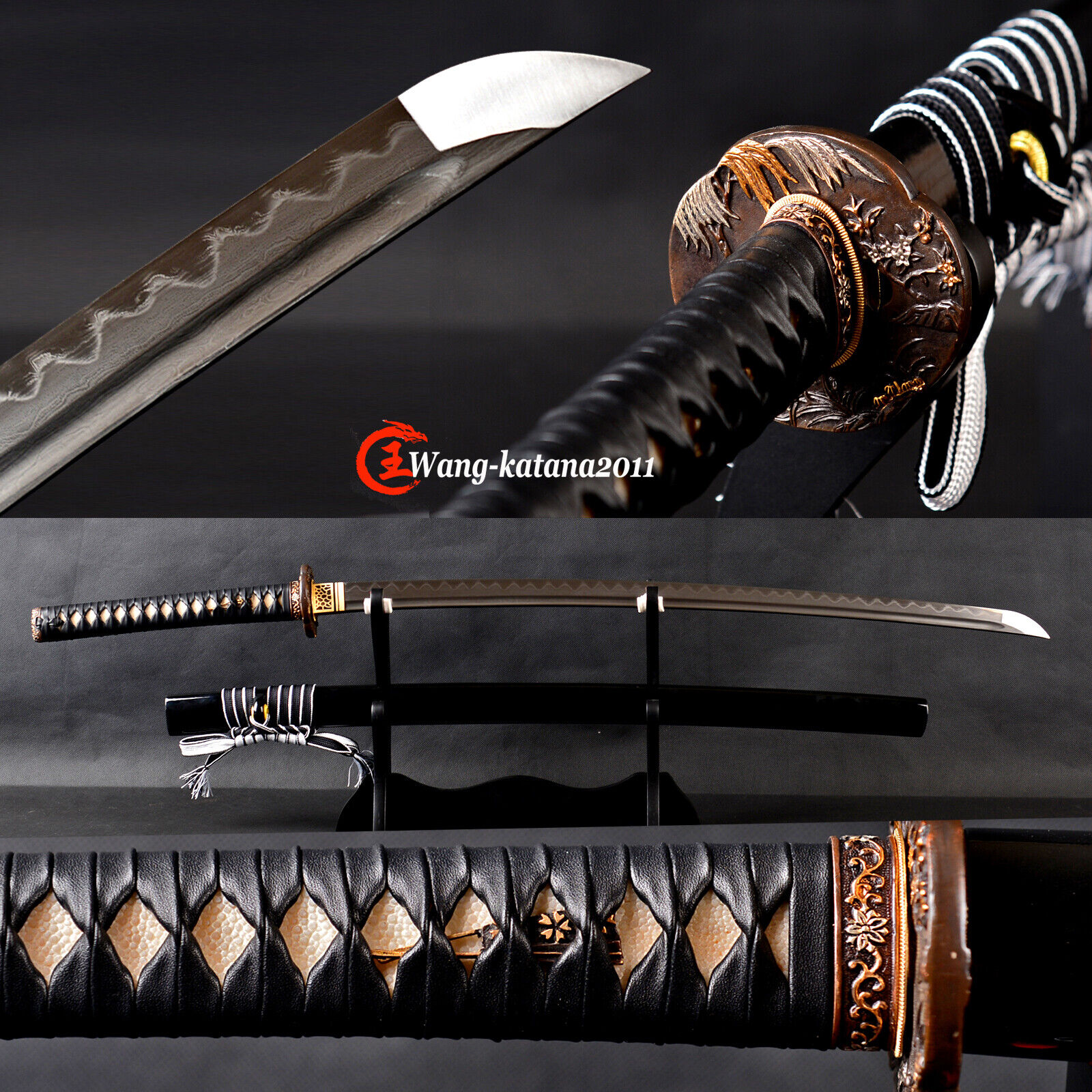 Clay Tempered Folded T10 Katana Sharp Japanese Samurai Sword Handmade Real Hamon