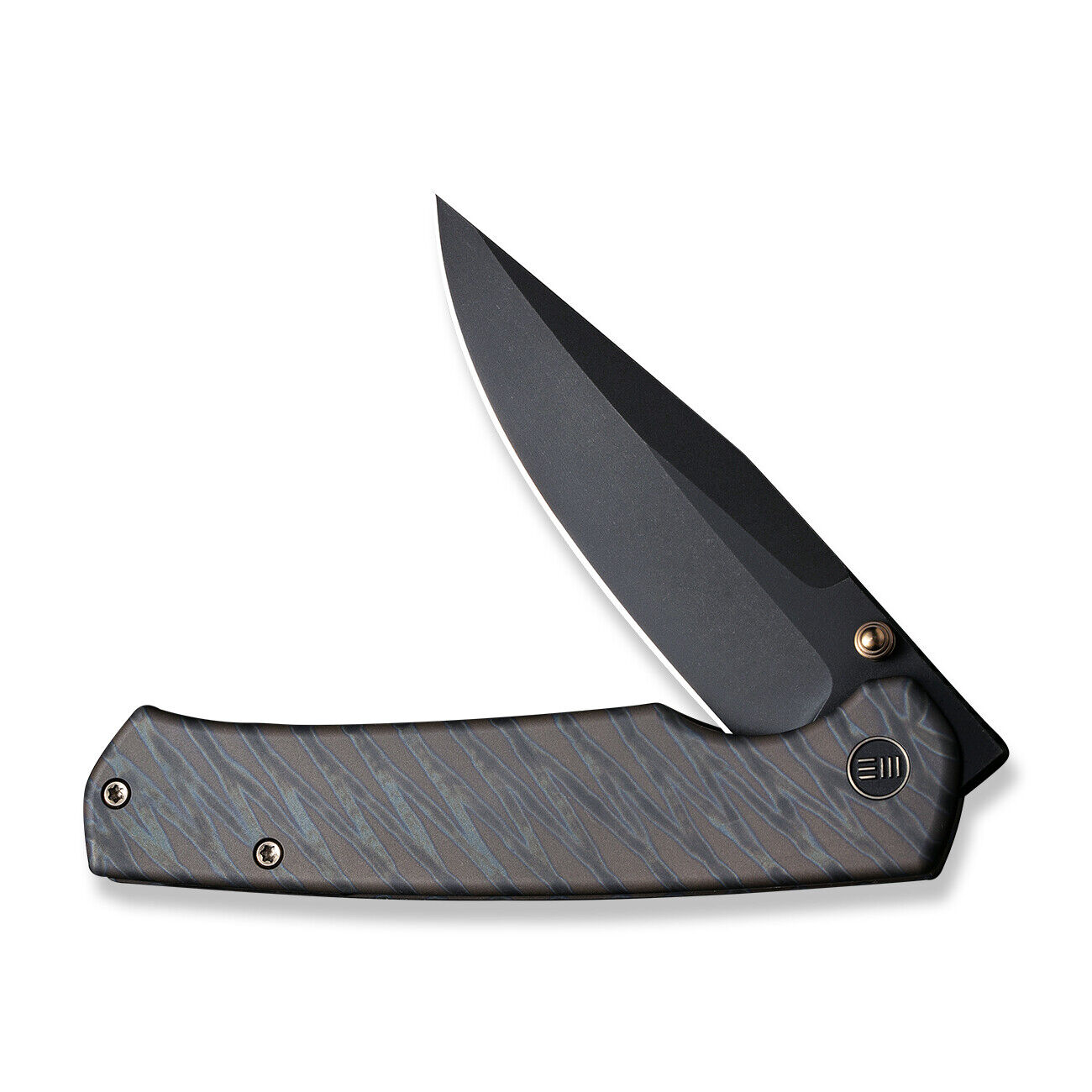 WE Knife Evoke 21046-4 Tiger Stripe Flamed Titanium 20CV Steel Pocket Knives