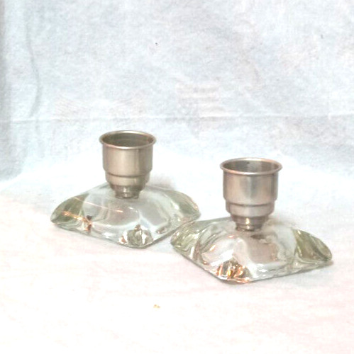 Glass candle holders art deco hand made unique one of a kind centerpiece