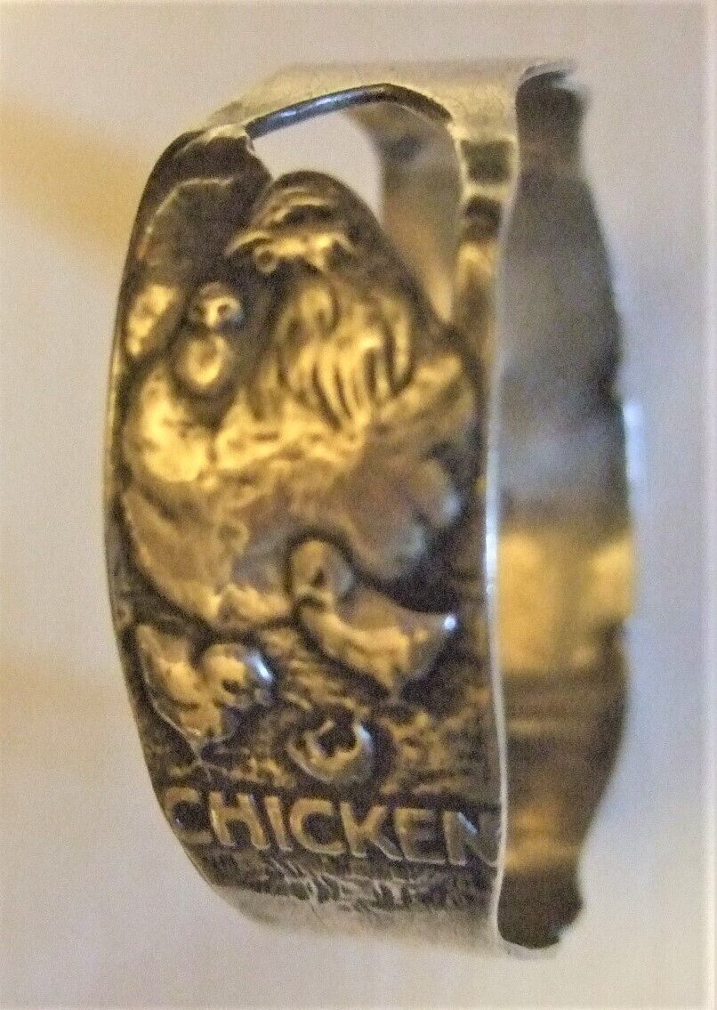 Chicken Silverplate Napkin Ring Hen Baby Chicks Rare Estate Find