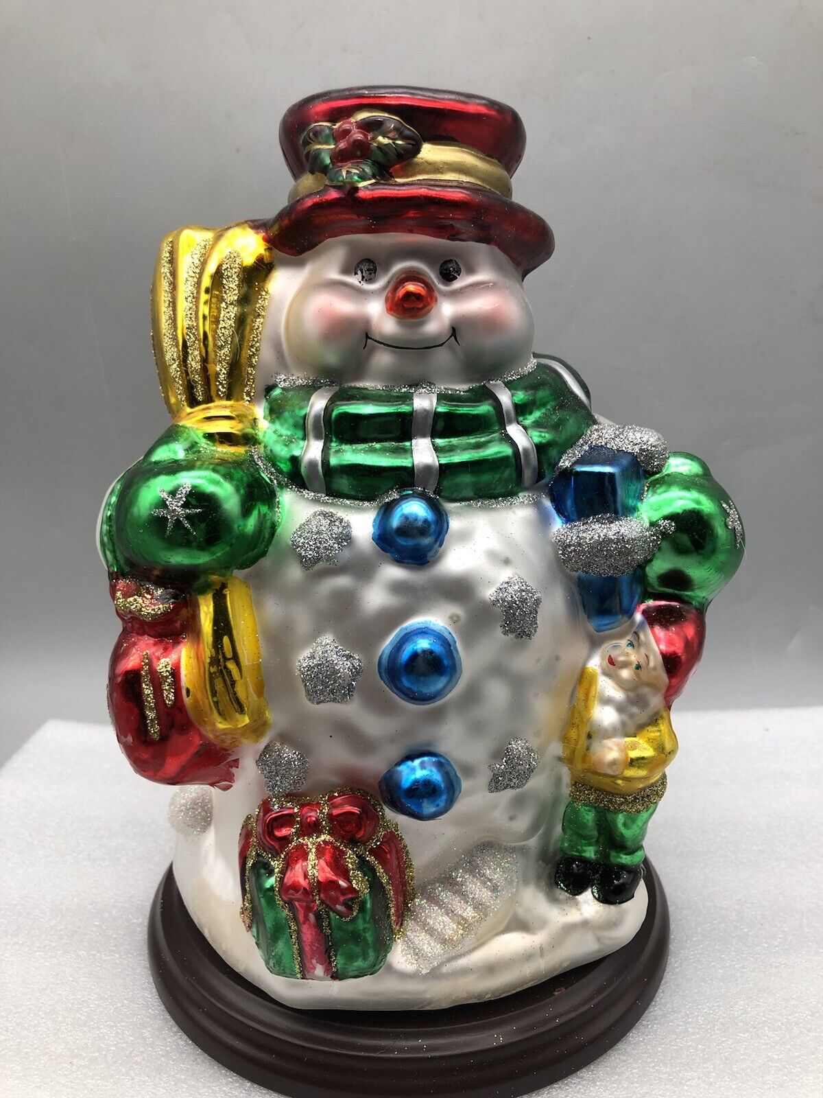 Blown Glass Snowman Figure Christmas Thomas Pacconi Classics 9\