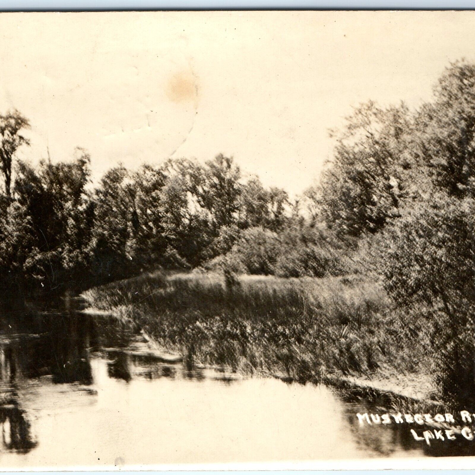 c1910s Lake City, Mich RPPC Muskegon? River Real Photo Outdoors Postcard A99