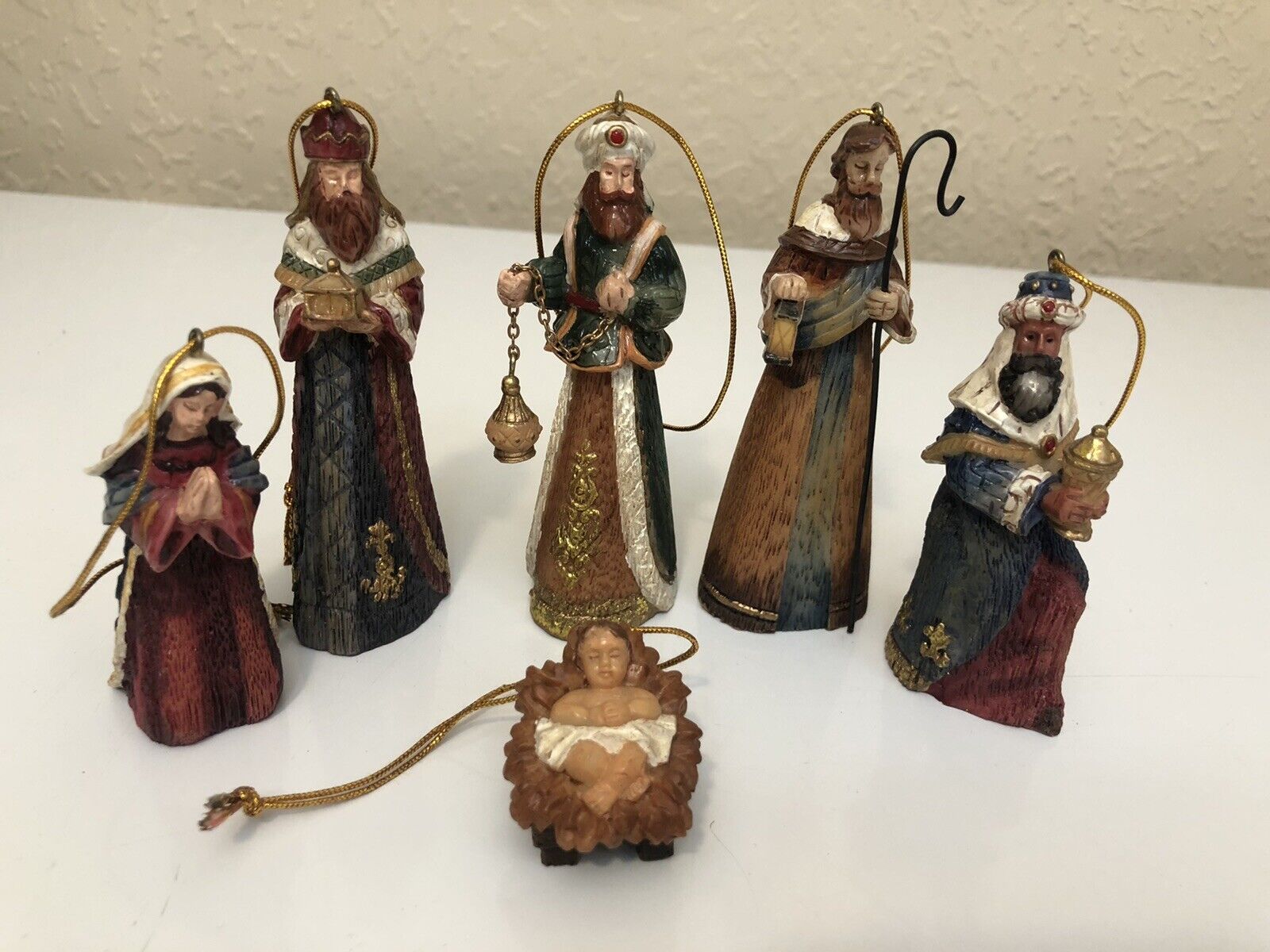 New Kurt Adler 6 Piece Heavy Resin Nativity Set Figures or Ornaments RARE HTF