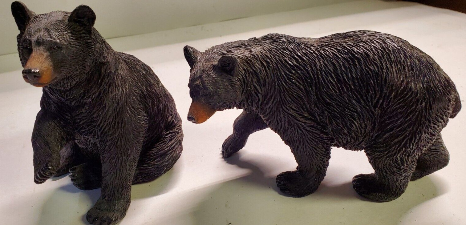 Black Bear Sculpture Animal Statue Rustic Home Cabin Lodge Decor 2 Bears