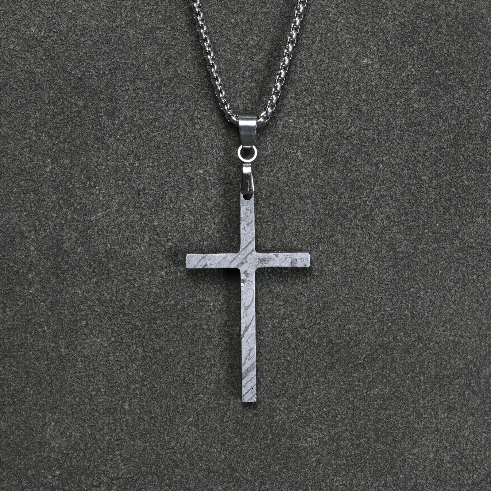 Natural  Muonionalusta meteorite carved cross pendant necklace