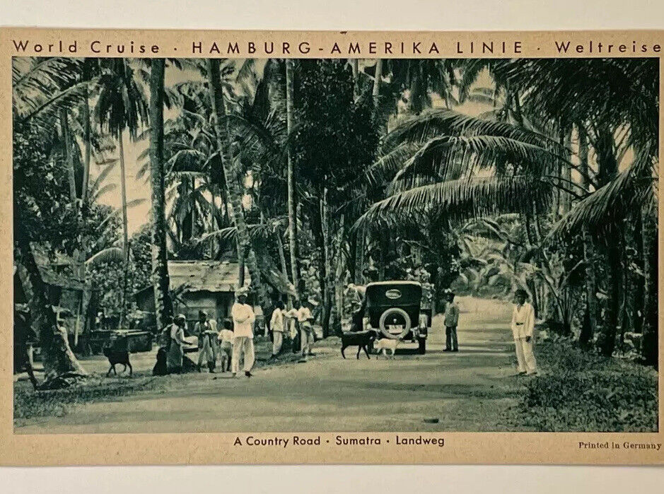 Hamburg-American Line\'s Cruise Around - Postcard - Country Road Sumatra - 1934