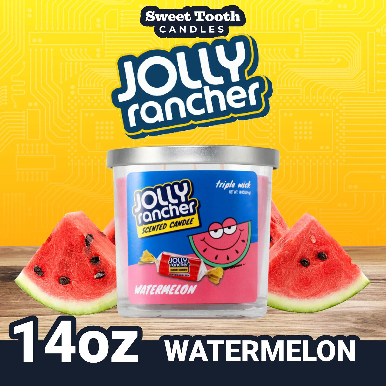 Candle - Watermelon Scented Candle 14 oz -JOLLY RANCHER WATERMELON 14 OZ