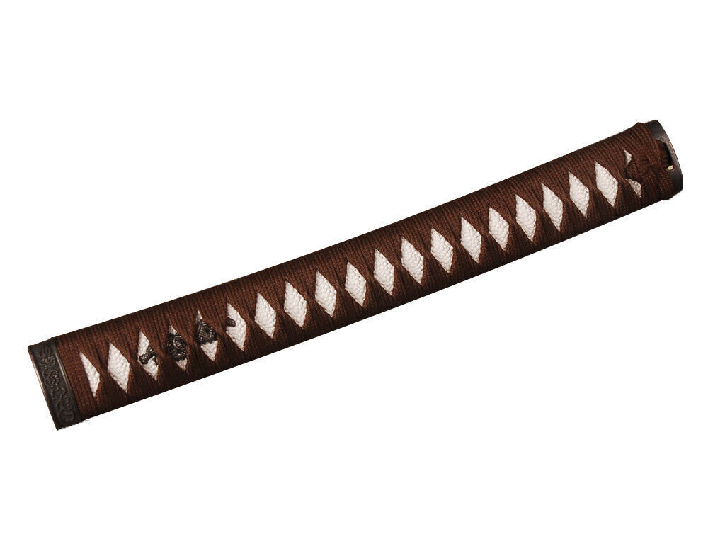 Alloy Fittings Coffee Silk Cord White Imitated Rayskin For Japanese Katana Sword