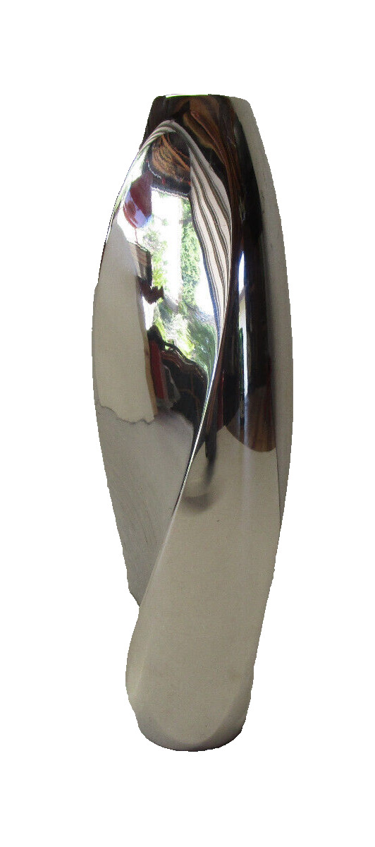 NICE ~ Vtg Nambe Twisted Bud Vase 2001 ~ Silver Aluminum ~ Fred Bould MCM ~ 6228