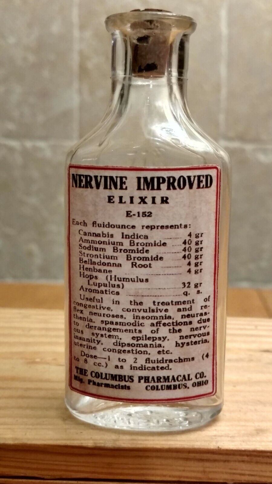 Vintage Medicine Hand Crafted Bottle, Nervine Elixir Cannabis & Belladonna(COPY)
