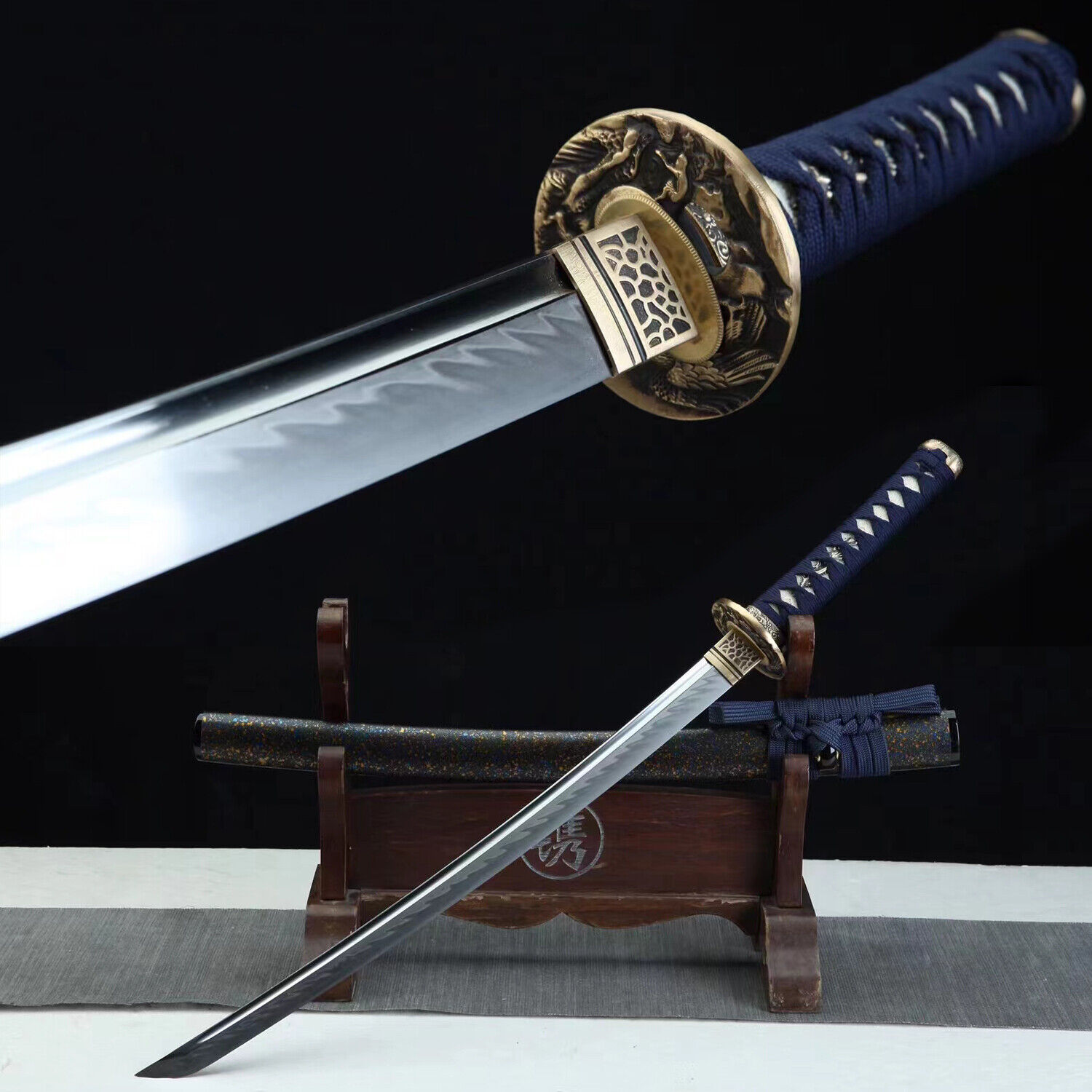 30'' Clay Tempered T10 Steel Wakizashi Japenese Samurai Sword Full Tang Sharp
