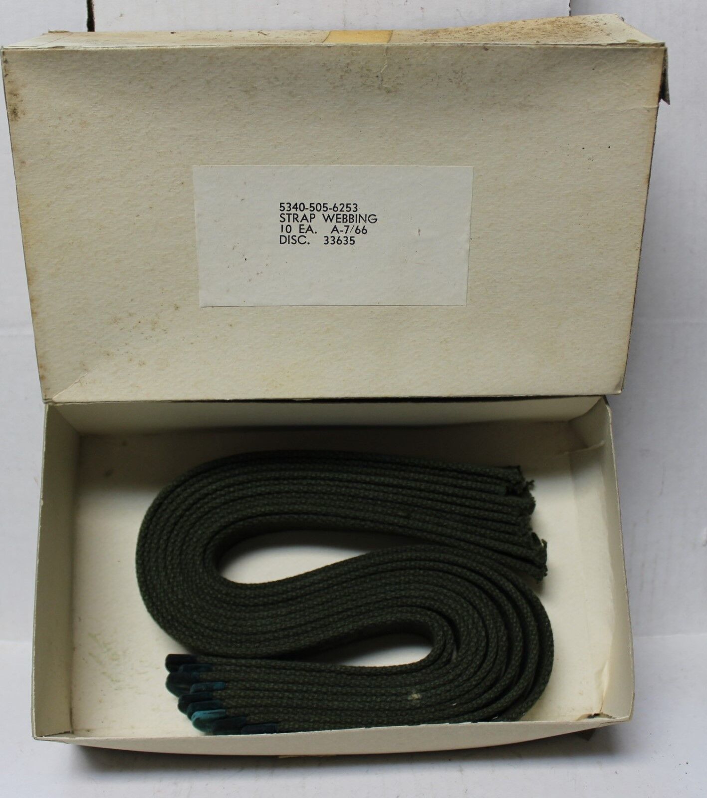 New Box of 10 Vietnam Era Utility Belt Strapping Webbing 18\