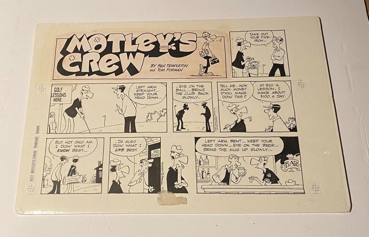 MOTLEY\'S CREW SUNDAY PAGE BY TOM FORMAN - GOLFING GAG THEME - 9-27-1992