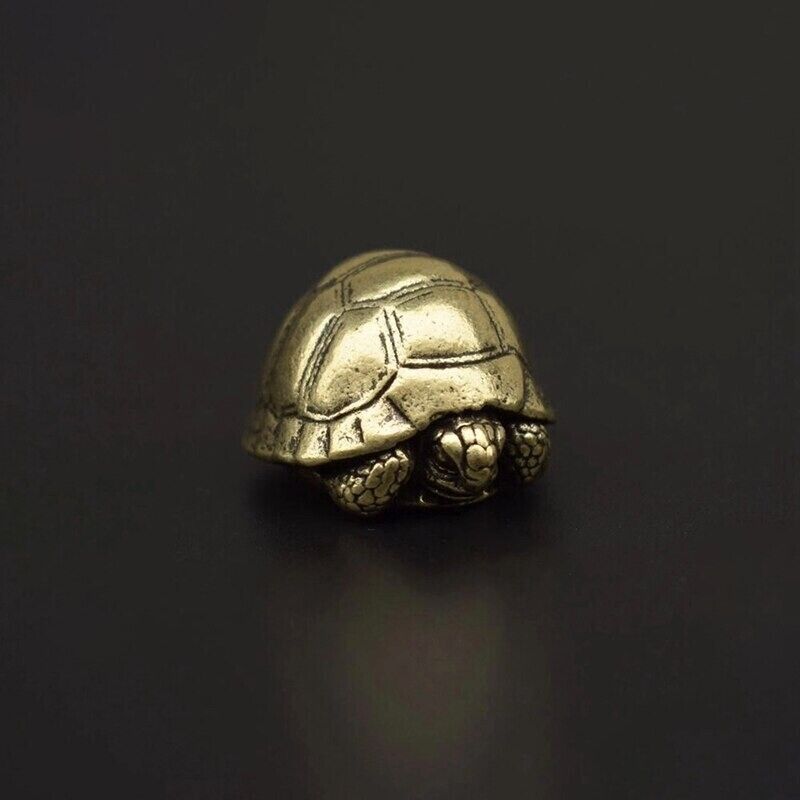 Solid Heavy Brass Tortoise Figurine Miniature Vintage Turtle Tea Pet Ornament US