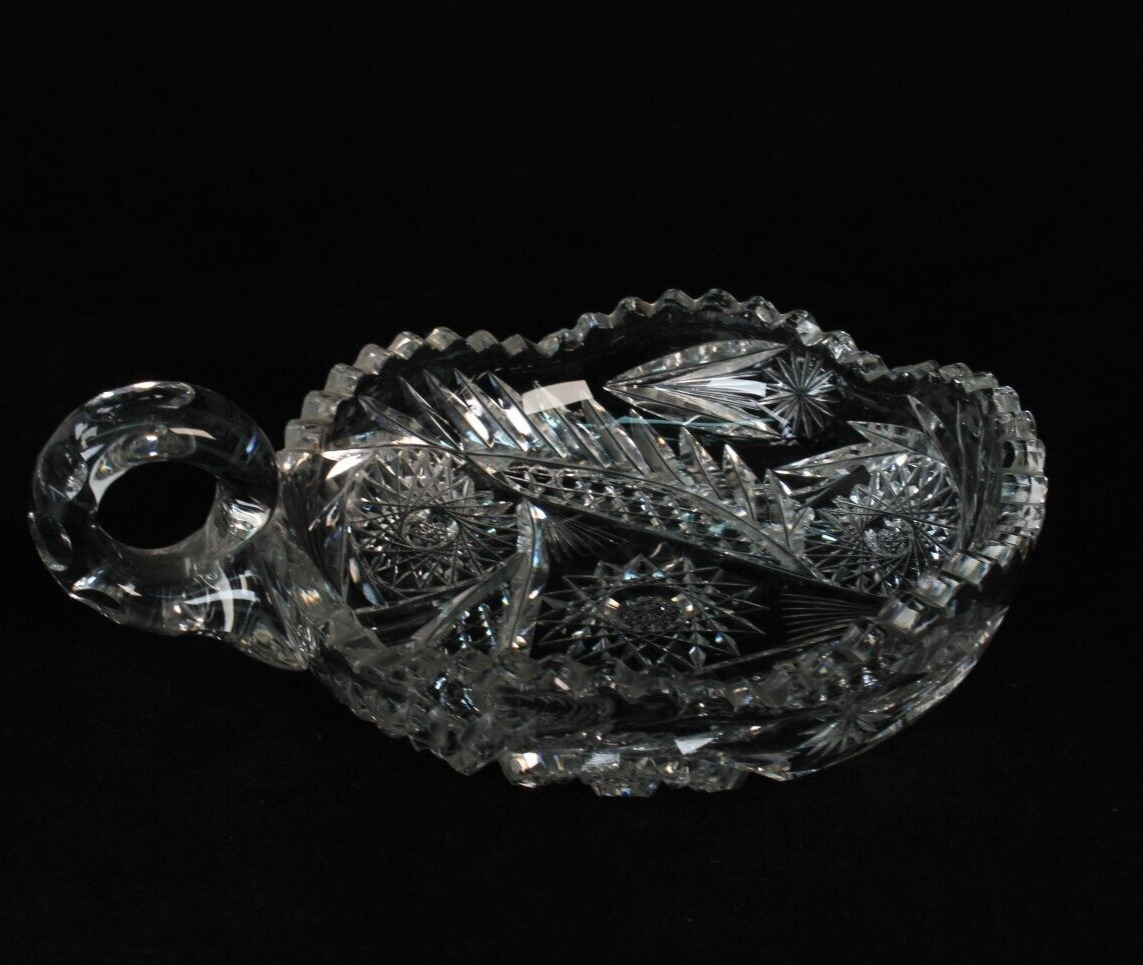 ABP Crystal Cut Glass Handled Nappie