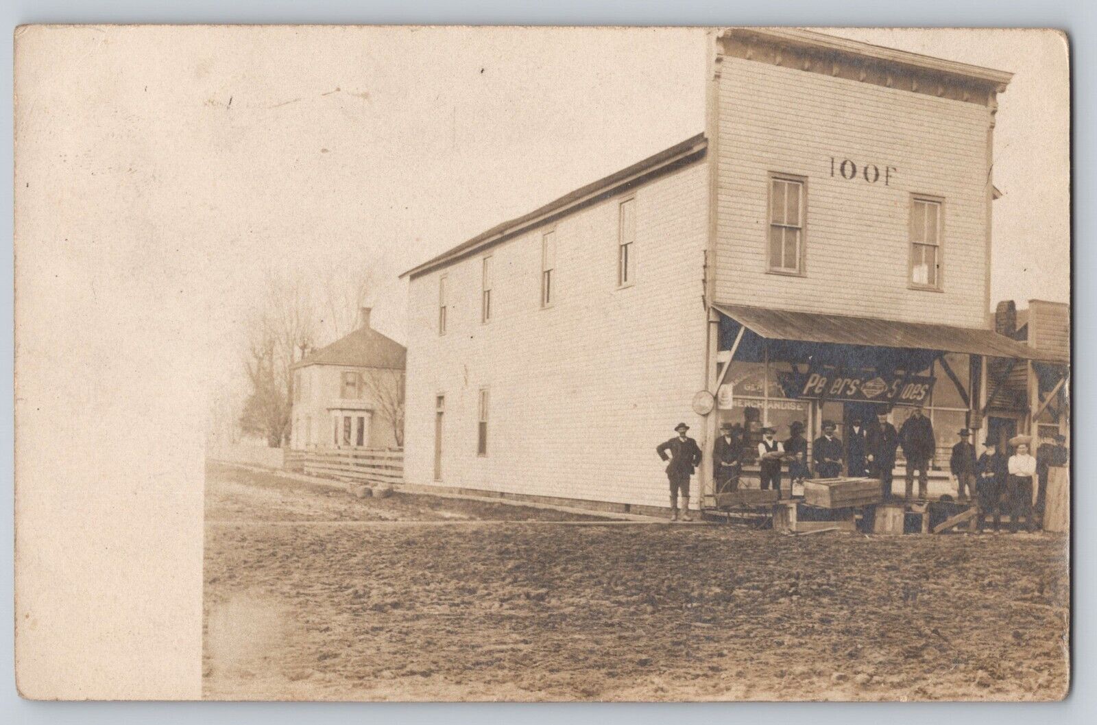Postcard RPPC Photo Illinois Milmine Peters Shoes & Merchandise 1907 Small Town