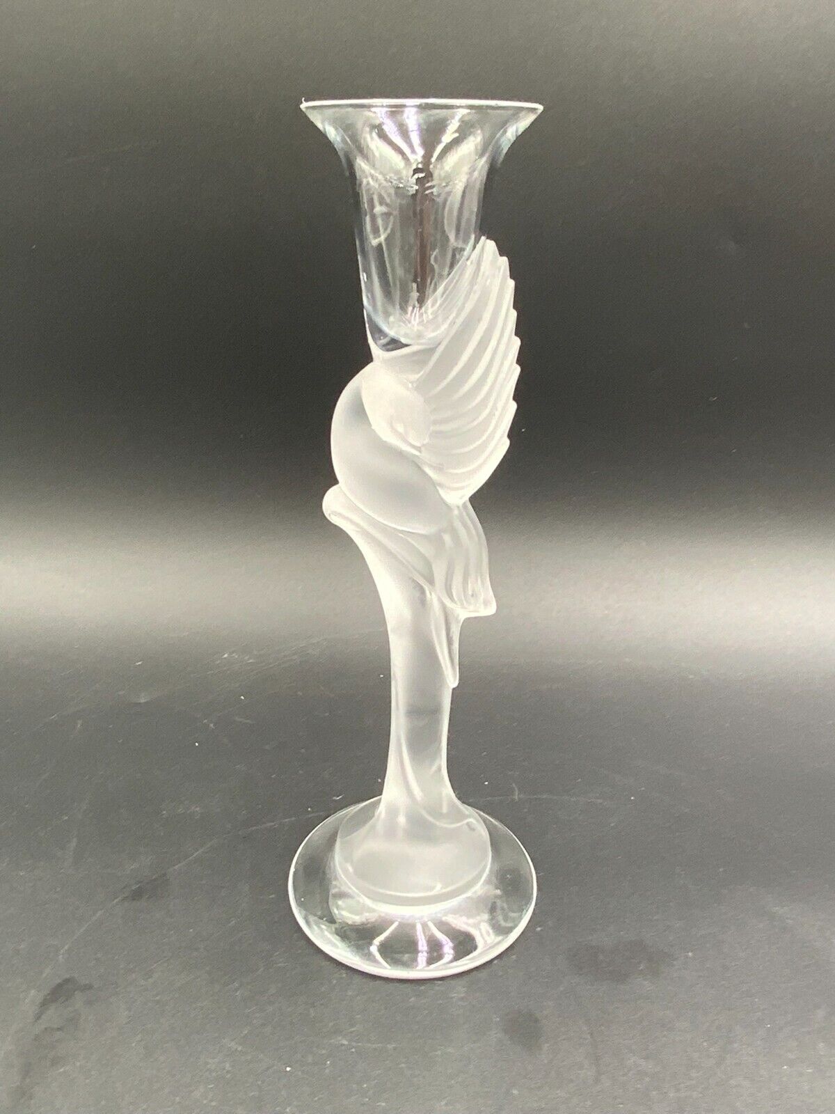 Igor Carl Faberge Crystal Frosted Dove Candlestick Holder